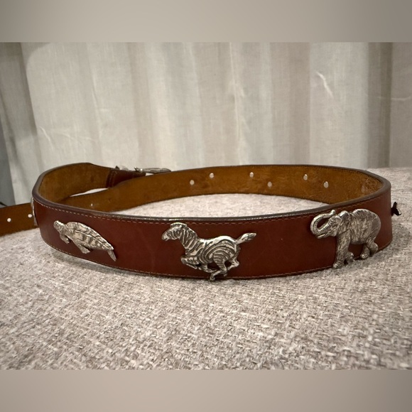 honesty Accessories - Vintage Honesty Leather Animal Concho Belt Brown Western Safari Size 36